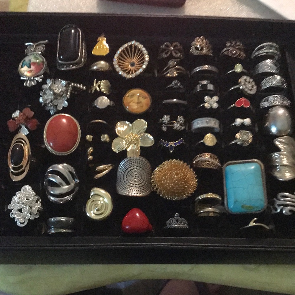 Assorted Women's Fashion Rings - Turquoise, Red, Gold, Silver